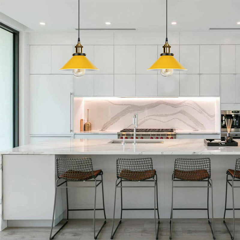 Industrial Pendant Light – Barn Slotted or Flat Cone Shade, E27 - photo 3
