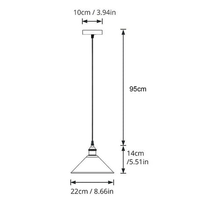 Industrial Pendant Light – Barn Slotted or Flat Cone Shade, E27 - photo 5