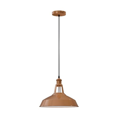 Industrial Pendant Light – Barn Slotted or Flat Cone Shade, E27 - Rose Gold, Barn Slotted 30 cm Rose Gold, Without Bulb