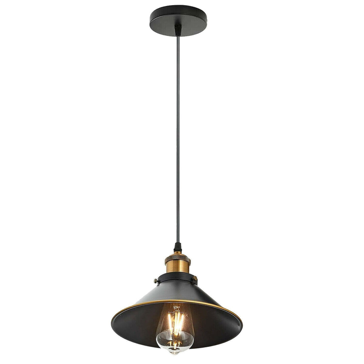Industrial Pendant Light – Barn Slotted or Flat Cone Shade, E27 - photo 43