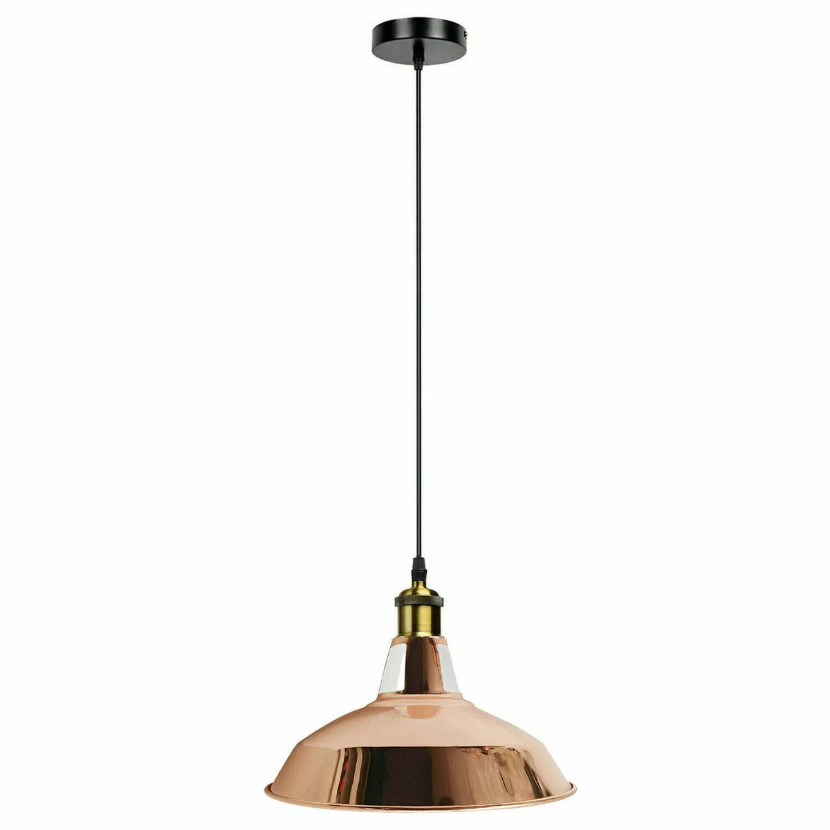 Industrial Pendant Light – Barn Slotted or Flat Cone Shade, E27 - photo 54