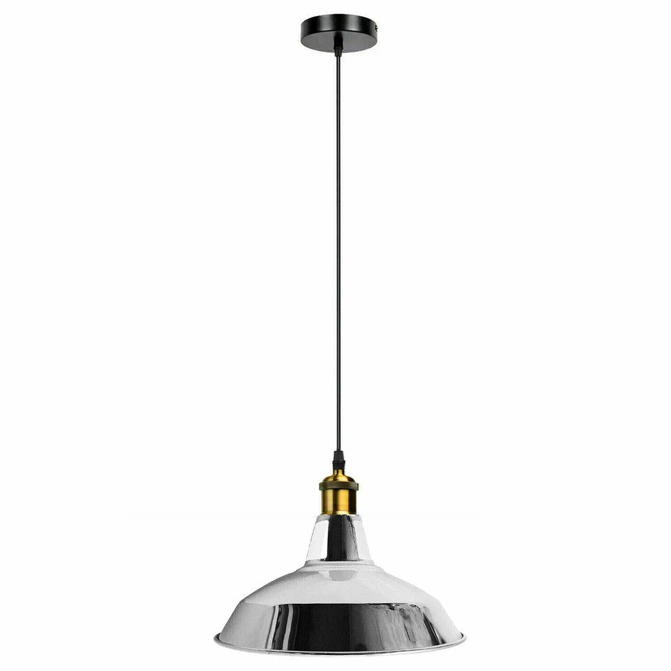 Industrial Pendant Light – Barn Slotted or Flat Cone Shade, E27 - photo 59