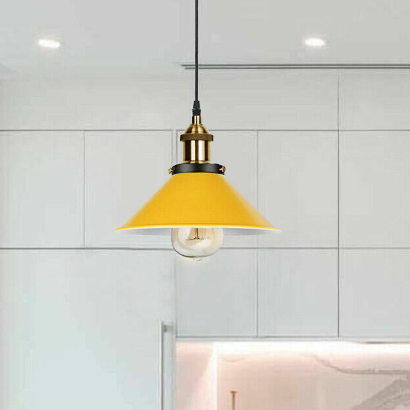 Industrial Pendant Light – Barn Slotted or Flat Cone Shade, E27