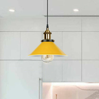 Industrial Pendant Light – Barn Slotted or Flat Cone Shade, E27