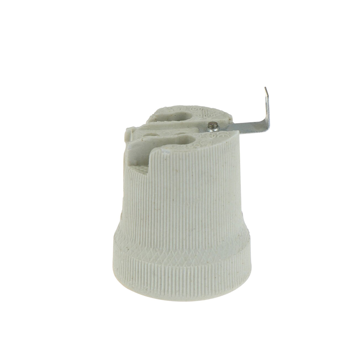 Ceramic E27 Lamp Holder with Side Bracket – 40.8 x 56 mm - Single, Standard, White