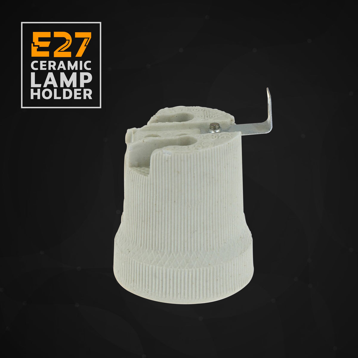 Ceramic E27 Lamp Holder with Side Bracket – 40.8 x 56 mm