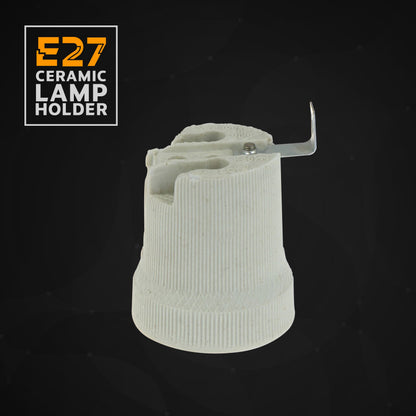 Ceramic E27 Lamp Holder with Side Bracket – 40.8 x 56 mm