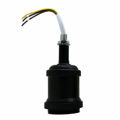 Vintage Industrial E27 Lamp Holder – Metal, 8 Colours - Black, Standard, Single