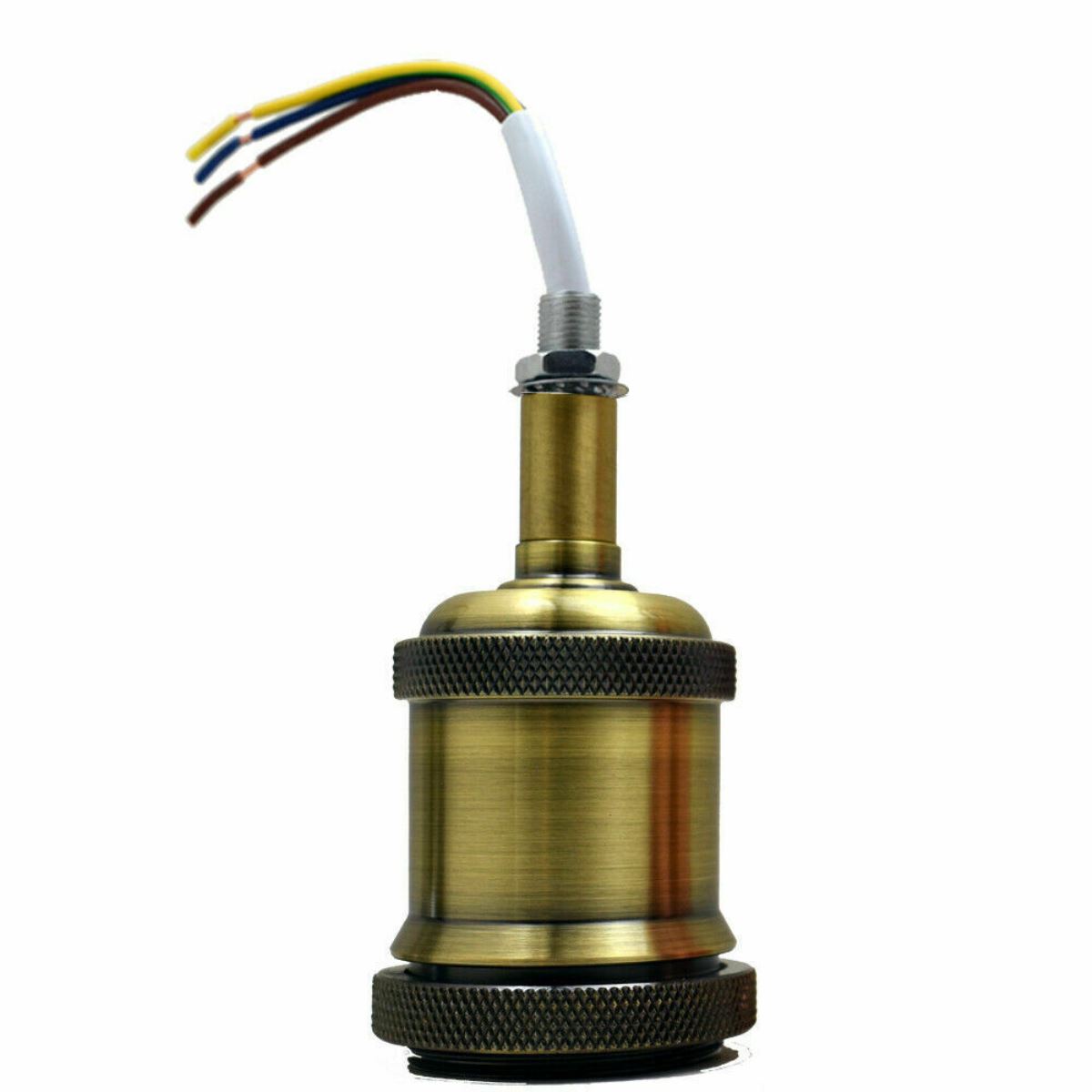 Vintage Industrial E27 Lamp Holder – Metal, 8 Colours - Green Brass, Standard, Single