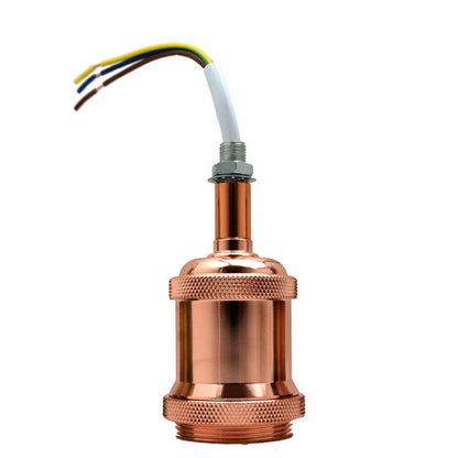 Vintage Industrial E27 Lamp Holder – Metal, 8 Colours - Rose Gold, Standard, Single