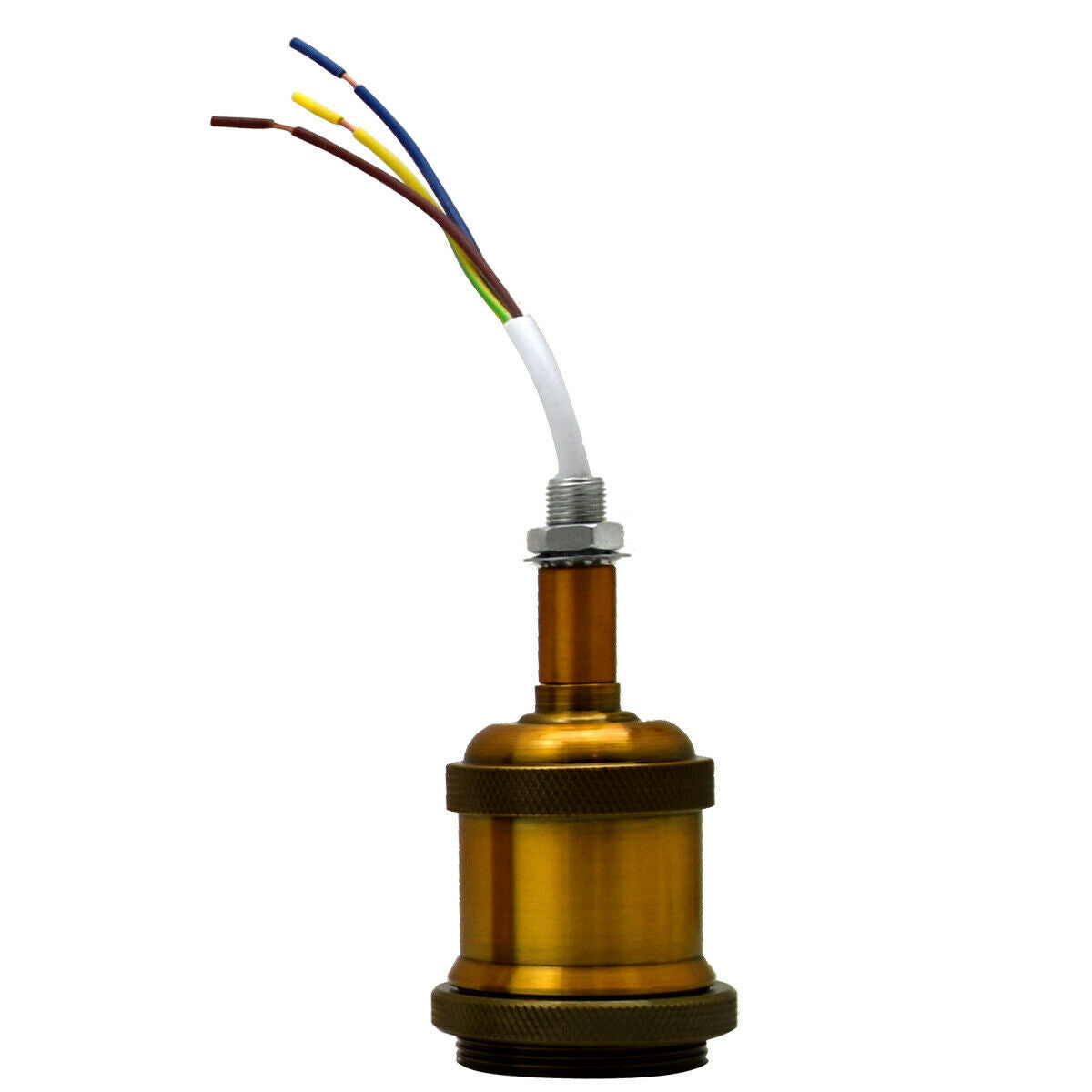 Vintage Industrial E27 Lamp Holder – Metal, 8 Colours - Yellow Brass, Standard, Single