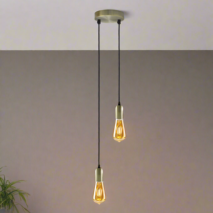 2-Light Pendant – 120 mm Rose, Adjustable Drops, E27 - photo 4