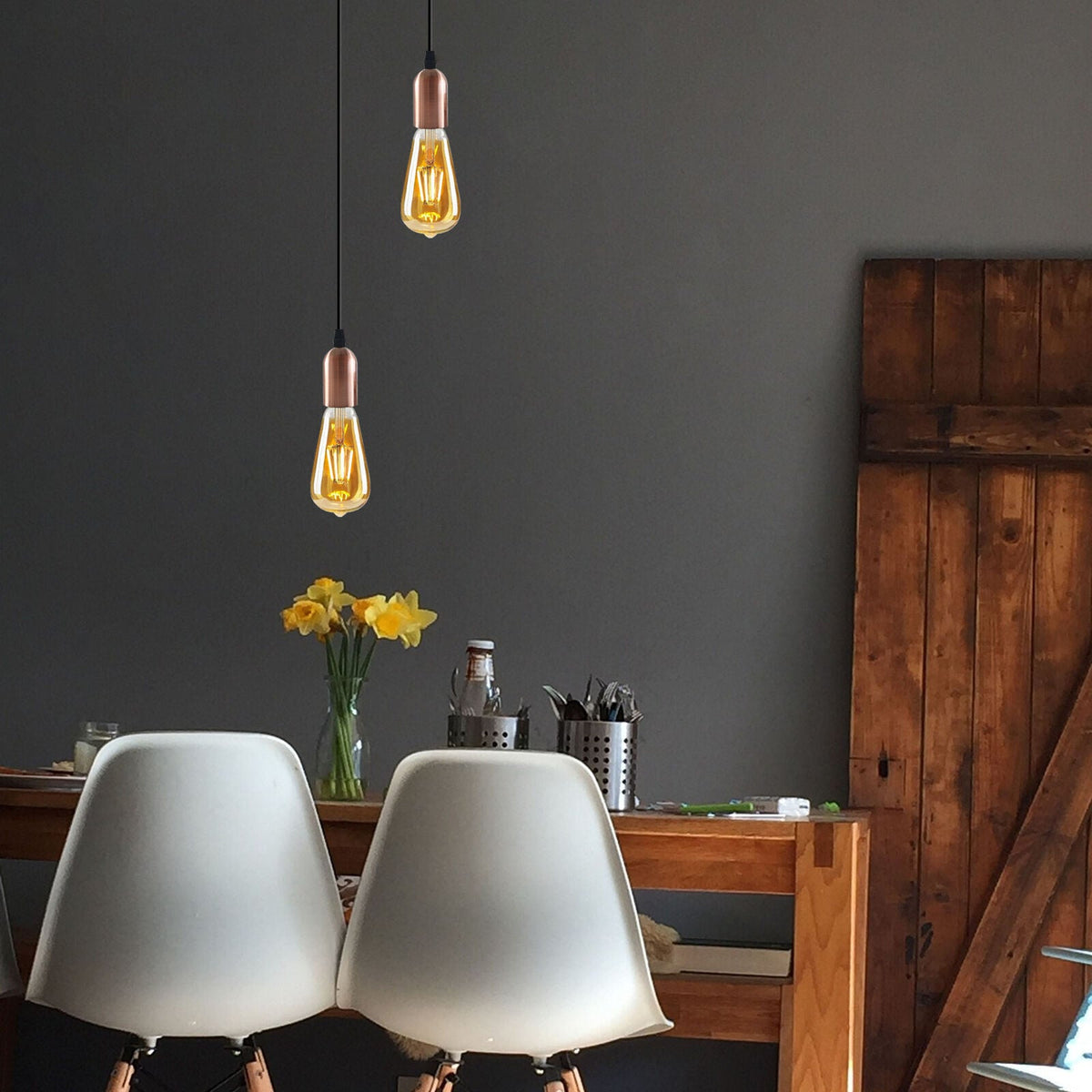 2-Light Pendant – 120 mm Rose, Adjustable Drops, E27 - photo 5