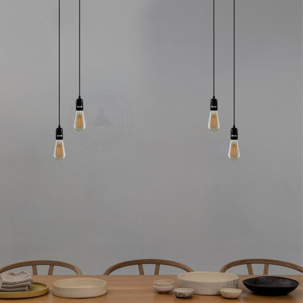 2-Light Pendant – 120 mm Rose, Adjustable Drops, E27 - photo 6