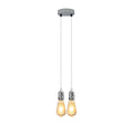 2-Light Cluster Pendant – Chrome Holders, 12 cm Rose, E27 - Chrome, No Shade, 2 x ST64 Bulbs