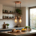 2-Light Pendant – 120 mm Rose, Adjustable Drops, E27 - Matt Black, No Shade, Without Bulb