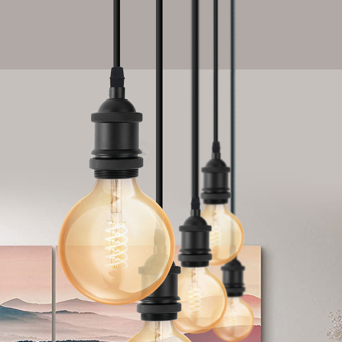 Pendant Lamp Holder Set – 95 cm Cable, E27, 5 Finishes - photo 5