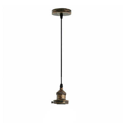Pendant Lamp Holder Set – 95 cm Cable, E27, 5 Finishes - Brushed Copper, No Shade, with Shade Ring, Without Bulb
