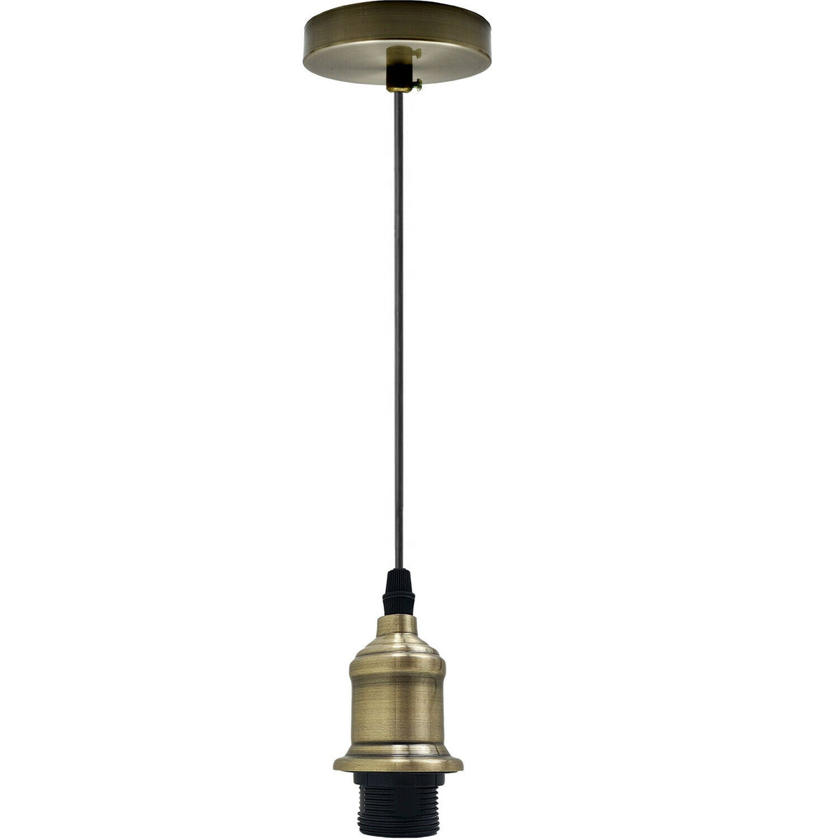 Pendant Lamp Holder Set – 95 cm Cable, E27, 5 Finishes - Brushed Silver, No Shade, with Shade Ring, Without Bulb