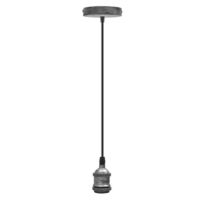 Pendant Lamp Holder Set – 95 cm Cable, E27, 5 Finishes - Brushed Silver, No Shade, Without Bulb