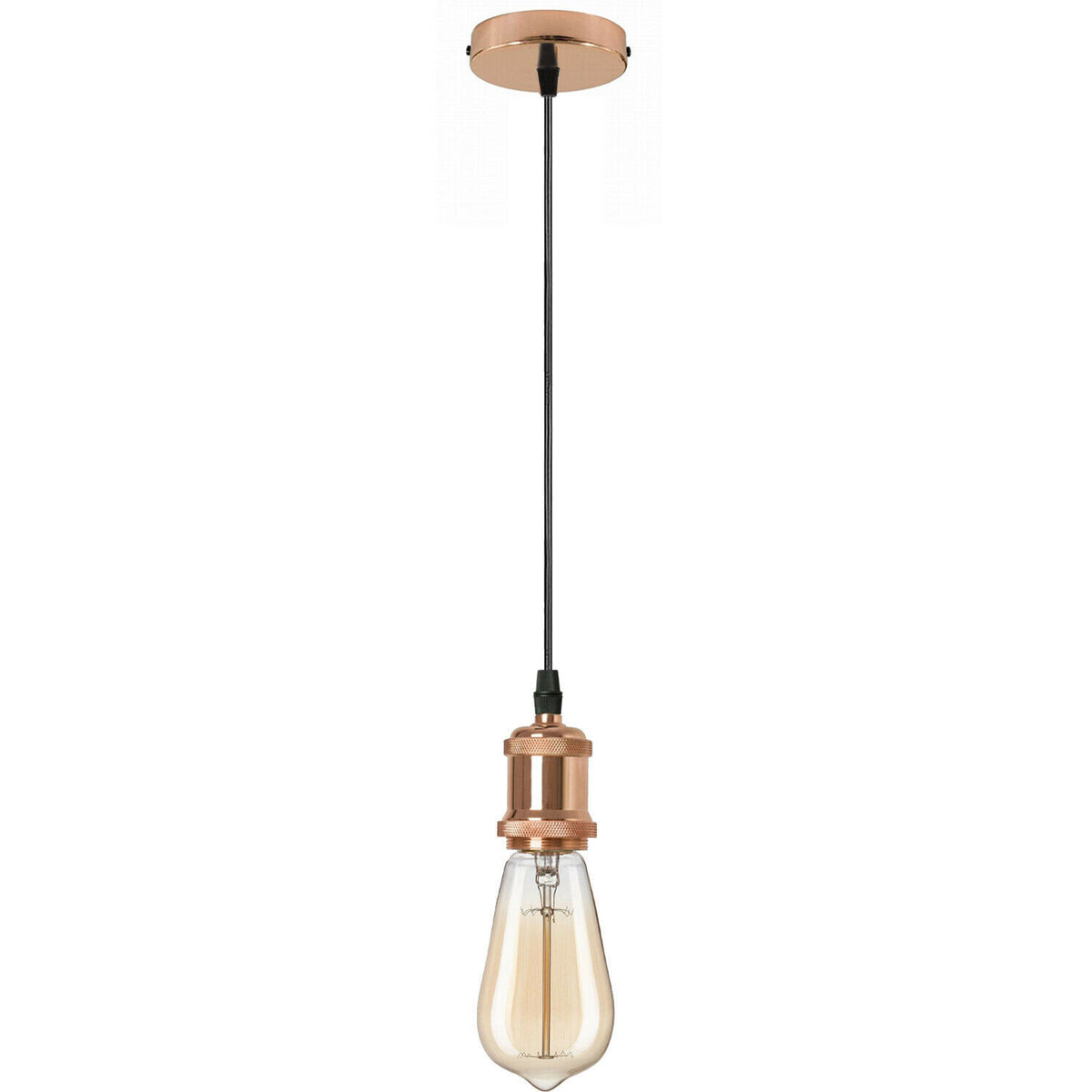 Pendant Lamp Holder Set – 95 cm Cable, E27, 5 Finishes - Rose Gold, No Shade, Without Bulb