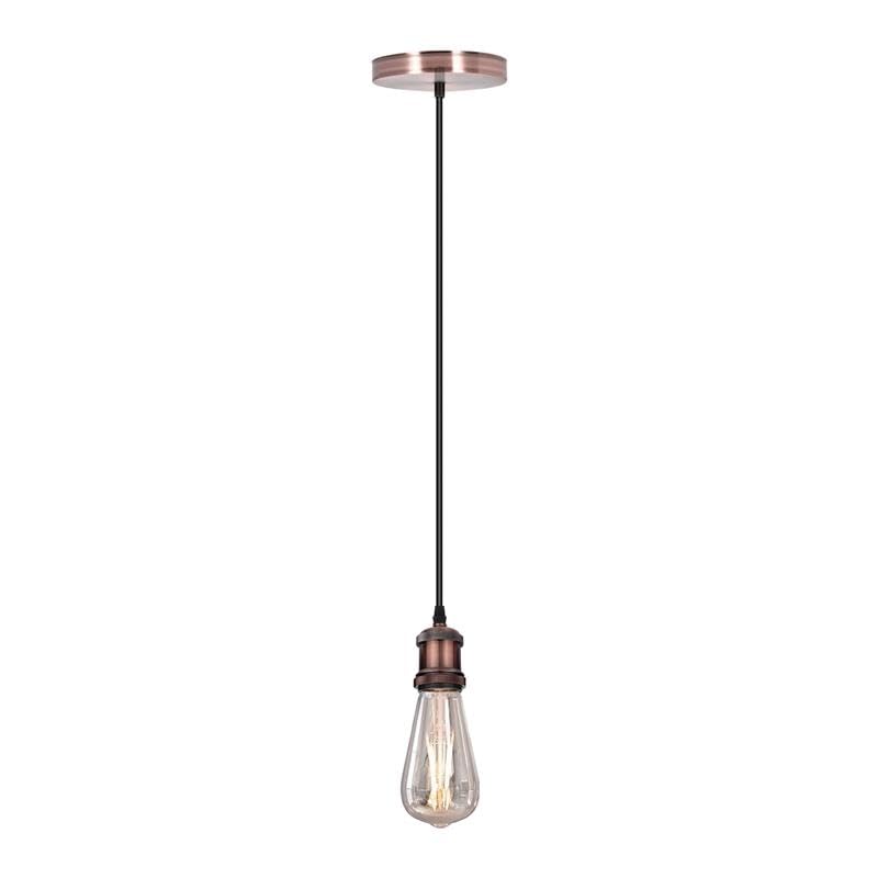 Copper Pendant Light Fitting – E27 Holder, Ceiling Rose, Black Flex