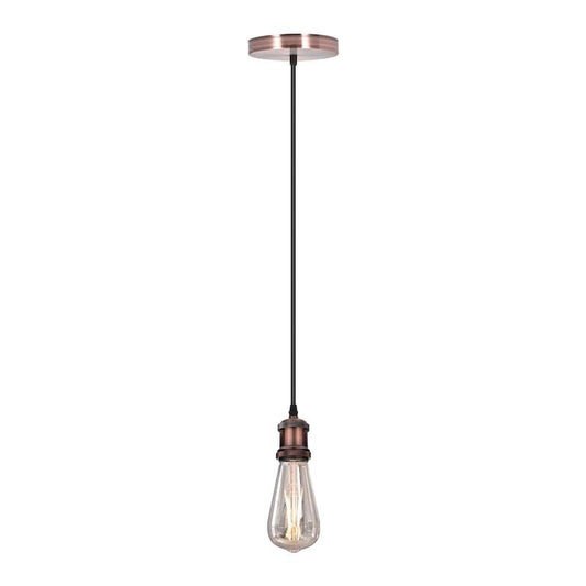 Copper Pendant Light Fitting – E27 Holder, Ceiling Rose, Black Flex