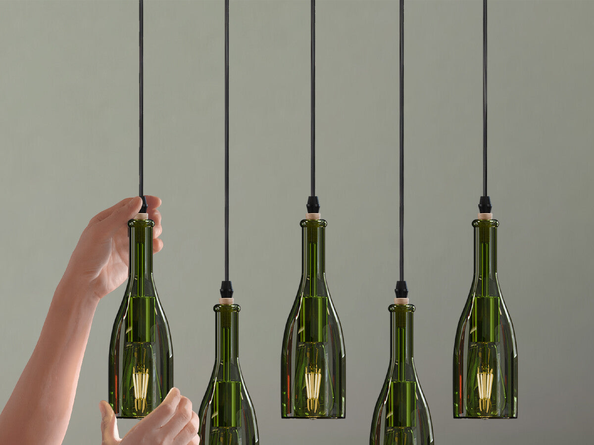 3-Light Pendant – Wine Bottle, Crystal or Wire Cage Shades, E27 - photo 9