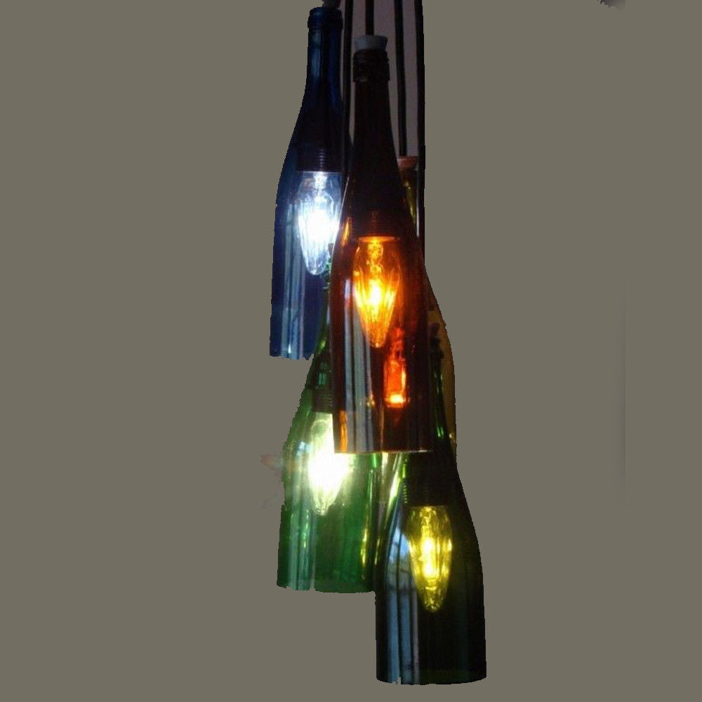 3-Light Pendant – Wine Bottle, Crystal or Wire Cage Shades, E27 - photo 4