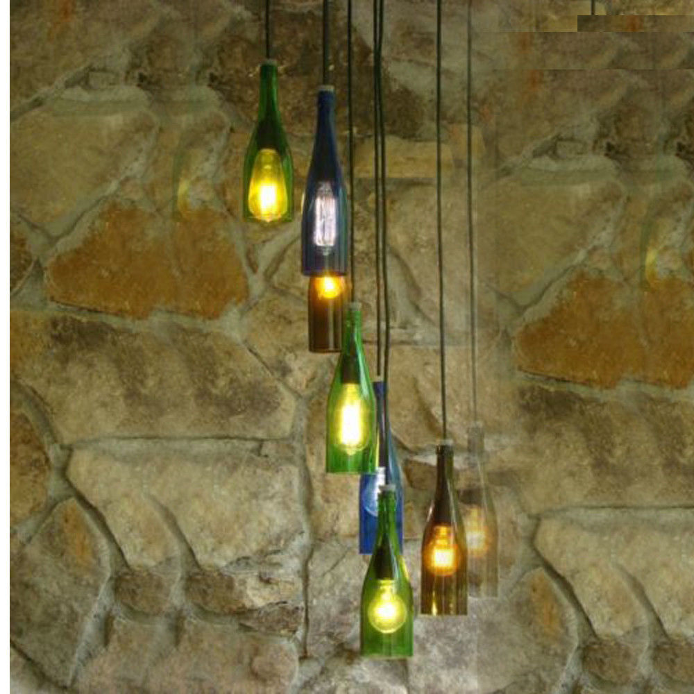 3-Light Pendant – Wine Bottle, Crystal or Wire Cage Shades, E27 - photo 5