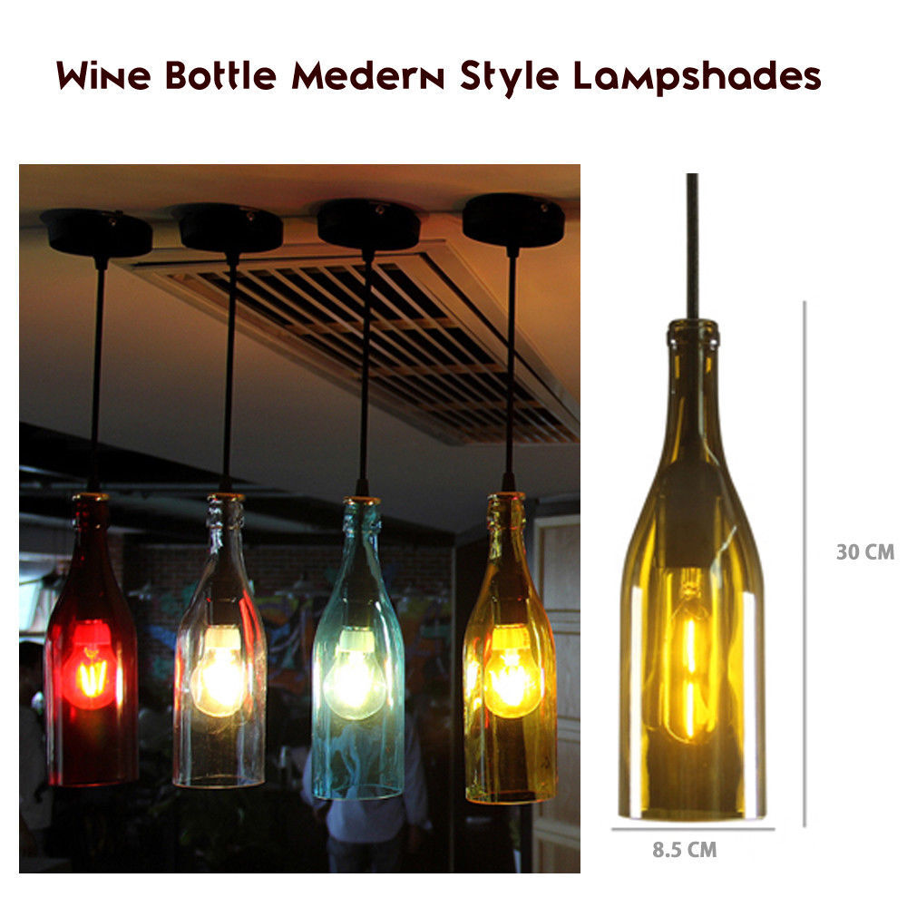 3-Light Pendant – Wine Bottle, Crystal or Wire Cage Shades, E27 - photo 7