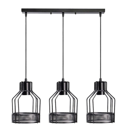 3-Light Pendant – Wine Bottle, Crystal or Wire Cage Shades, E27 - Standard, Bird Cage Black, Bar, Without Bulb