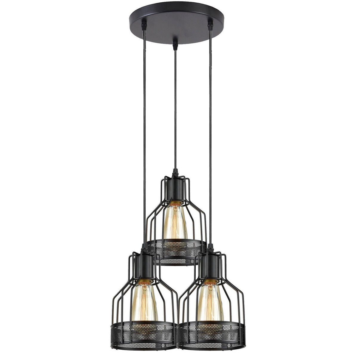 3-Light Pendant – Wine Bottle, Crystal or Wire Cage Shades, E27 - photo 26