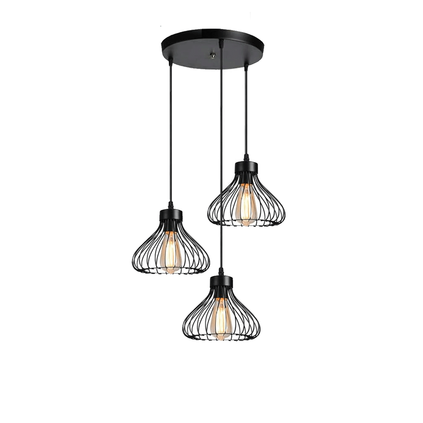 3-Light Pendant – Wine Bottle, Crystal or Wire Cage Shades, E27 - photo 28