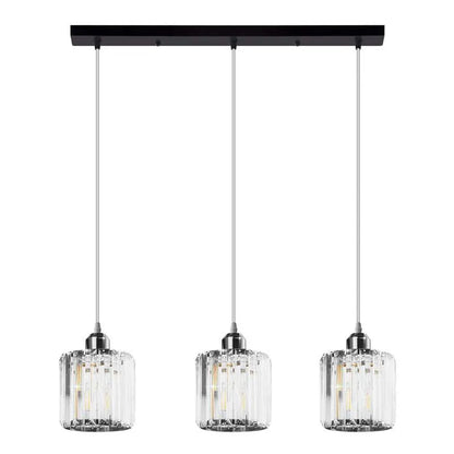 3-Light Pendant – Wine Bottle, Crystal or Wire Cage Shades, E27 - Standard, Crystal Cage Chrome, Bar, Without Bulb