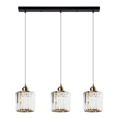 3-Light Pendant – Wine Bottle, Crystal or Wire Cage Shades, E27 - Standard, Crystal Cage Gold, Bar, Without Bulb