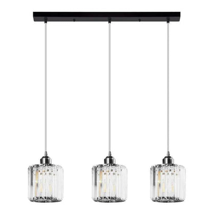 3-Light Pendant – Wine Bottle, Crystal or Wire Cage Shades, E27 - Standard, Crystal Cage Chrome, Bar, T45 LED Bulb 4W