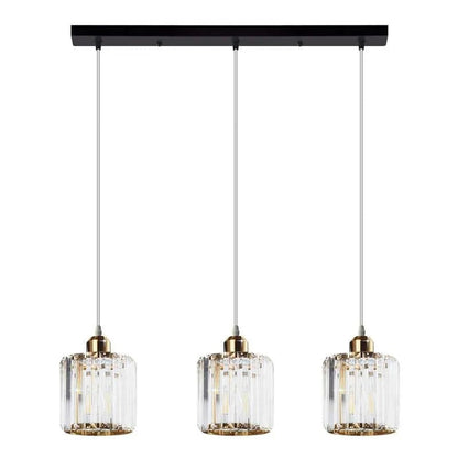 3-Light Pendant – Wine Bottle, Crystal or Wire Cage Shades, E27 - Standard, Crystal Cage Gold, Bar, T45 LED Bulb 4W