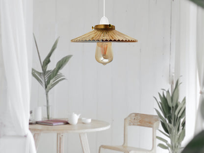 Amber Ribbed Flat Glass Lamp Shade 21 cm – with Shade Ring - photo 6