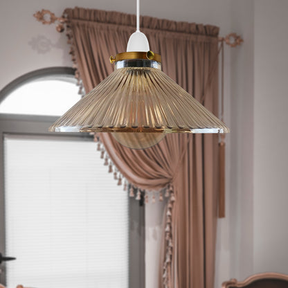 Amber Ribbed Flat Glass Lamp Shade 21 cm – with Shade Ring - photo 2