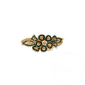 Vintage Floral Hair Barrette – Green Crystals on Gold-Tone Metal, 9 cm
