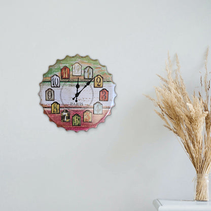 Bottle Cap Metal Wall Clock – 40 cm, Route 66 or Paris Design - photo 4