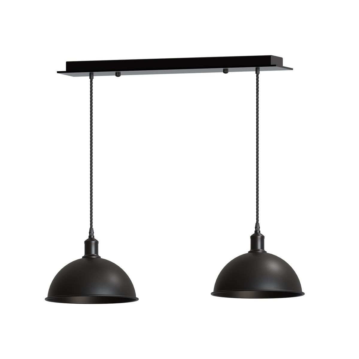 2-Light Dome Pendant on Ceiling Bar – Black, E27 - photo 6