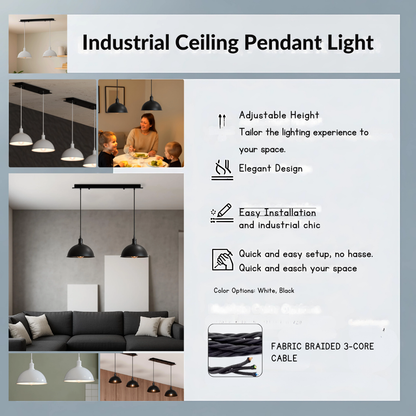 2 Light Dome Bar Pendant – White Shades, 40 cm Black Bar, E27 - photo 2
