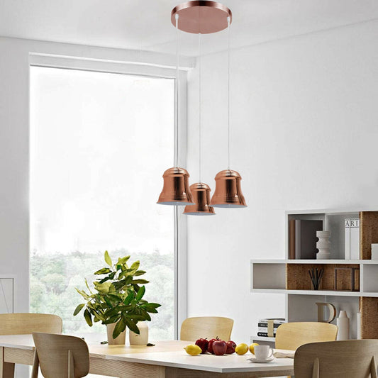 3 Light Bell Cascade Pendant – Brass, Rose Gold or Satin Nickel, E27