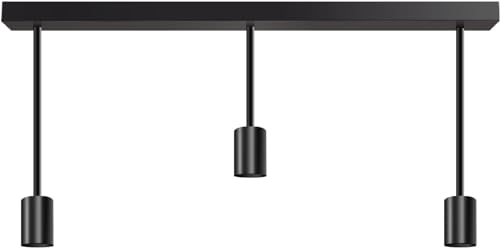3-Light Ceiling Bar – Black, E27, Fixed Drops