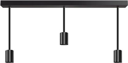 3-Light Ceiling Bar – Black, E27, Fixed Drops