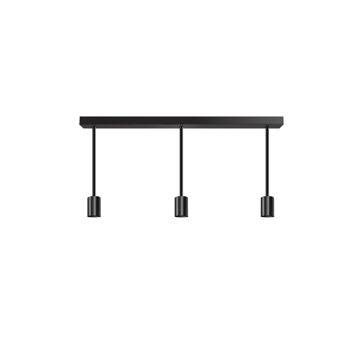 3-Light Ceiling Bar – Black, E27, Fixed Drops - Black, Three 15 cm, Without Bulb