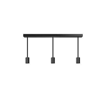 3-Light Ceiling Bar – Black, E27, Fixed Drops - Black, Three 15 cm, Without Bulb