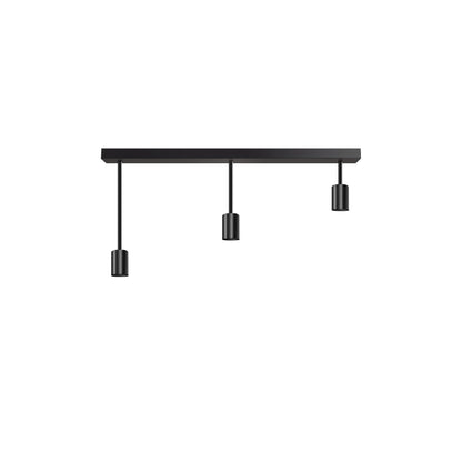 3-Light Ceiling Bar – Black, E27, Fixed Drops - Black, Staggered 15, 10 & 5 cm, Without Bulb